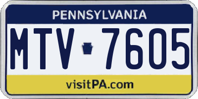 PA license plate MTV7605