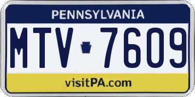 PA license plate MTV7609