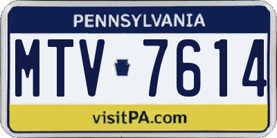PA license plate MTV7614