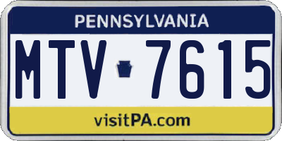 PA license plate MTV7615
