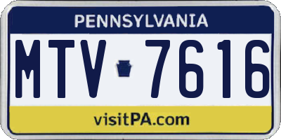 PA license plate MTV7616