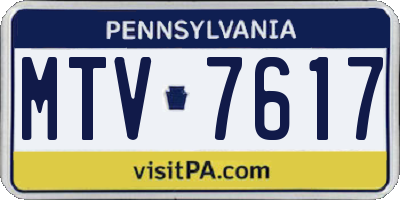 PA license plate MTV7617