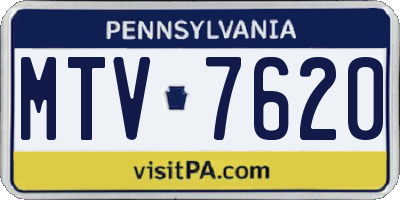 PA license plate MTV7620