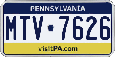 PA license plate MTV7626