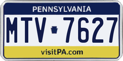 PA license plate MTV7627