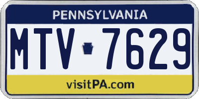 PA license plate MTV7629