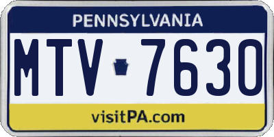 PA license plate MTV7630