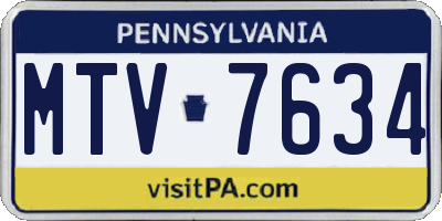 PA license plate MTV7634
