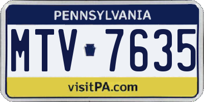 PA license plate MTV7635