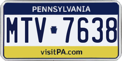PA license plate MTV7638