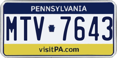 PA license plate MTV7643