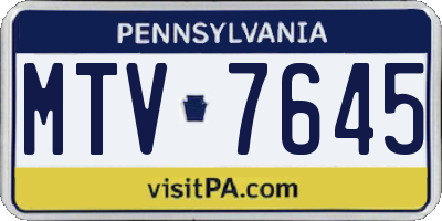 PA license plate MTV7645