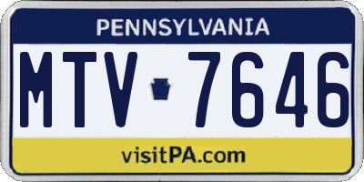 PA license plate MTV7646
