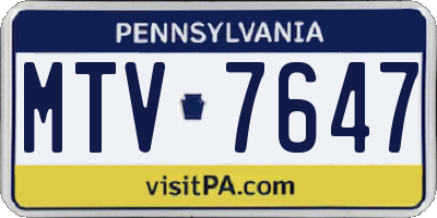 PA license plate MTV7647