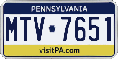 PA license plate MTV7651
