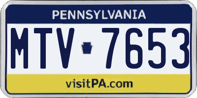 PA license plate MTV7653