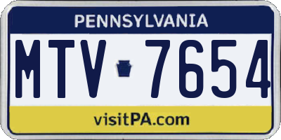 PA license plate MTV7654