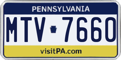 PA license plate MTV7660