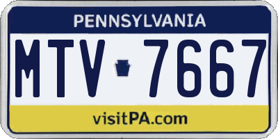 PA license plate MTV7667