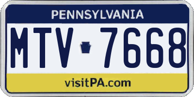 PA license plate MTV7668