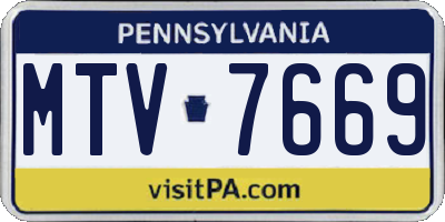 PA license plate MTV7669