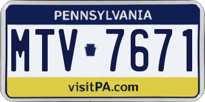 PA license plate MTV7671