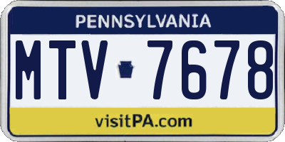 PA license plate MTV7678
