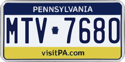PA license plate MTV7680