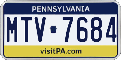 PA license plate MTV7684