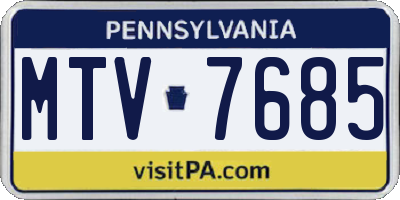 PA license plate MTV7685