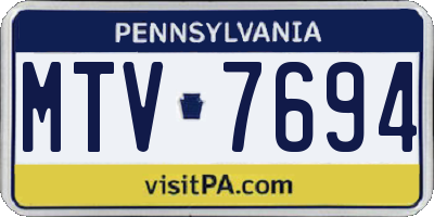 PA license plate MTV7694