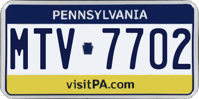 PA license plate MTV7702
