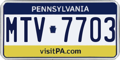 PA license plate MTV7703