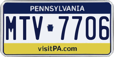 PA license plate MTV7706