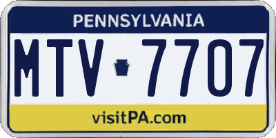 PA license plate MTV7707