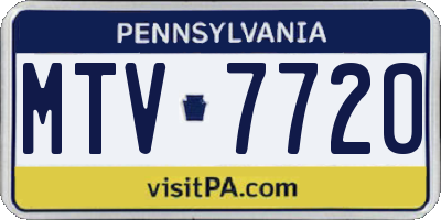 PA license plate MTV7720