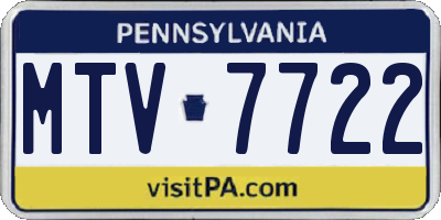 PA license plate MTV7722