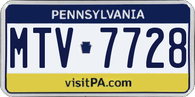 PA license plate MTV7728