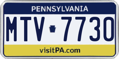 PA license plate MTV7730
