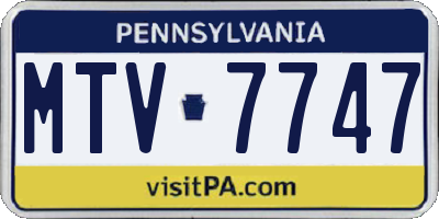 PA license plate MTV7747