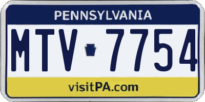 PA license plate MTV7754