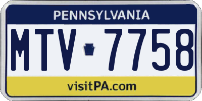 PA license plate MTV7758