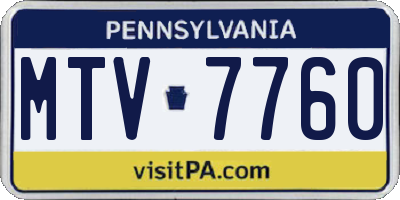 PA license plate MTV7760