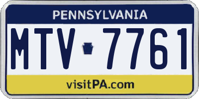 PA license plate MTV7761