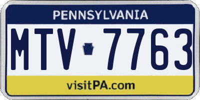 PA license plate MTV7763