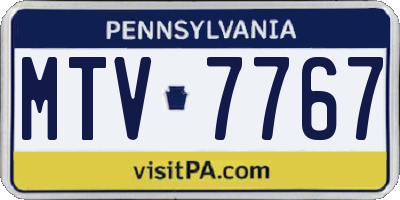 PA license plate MTV7767