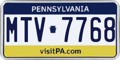 PA license plate MTV7768