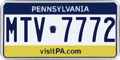 PA license plate MTV7772