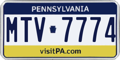 PA license plate MTV7774