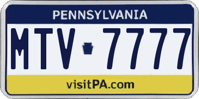 PA license plate MTV7777